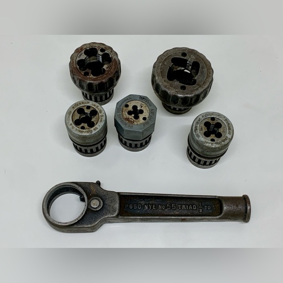 NYE Machine Works Chicago P650 No. 55 Triad 1/8-1 Vtg Pipe Threading Tool Set - Picture 12 of 13